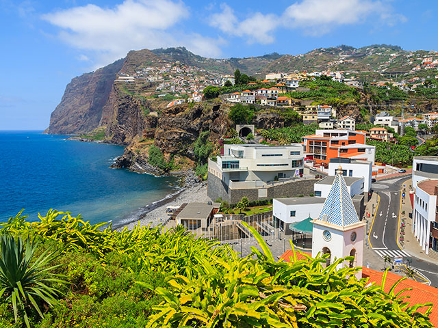 View of Cabo Girao cliff and Camara de Lobos town, Madeira island, Portugal View of Cabo Girao cliff and Camara de Lobos town, Madeira island, Portugal