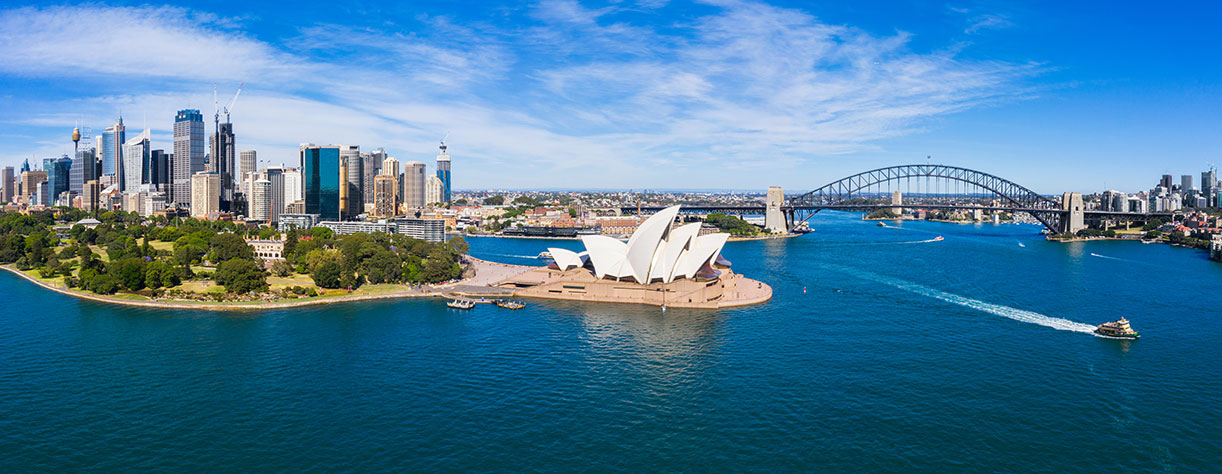 View of Sydney Harbour with Opera house and bridge, Australia