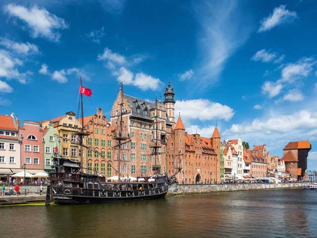Old town on the river Motlawa, Gdansk, Poland