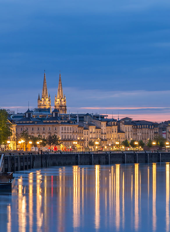 Bordeaux evening view, France 