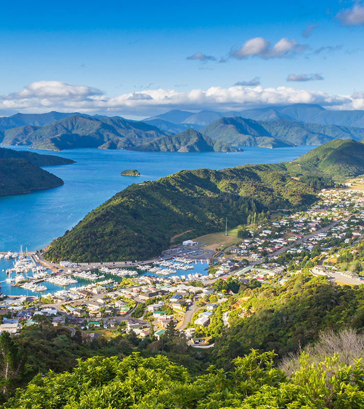 Picton seen from the top of Tirohanga Track, New Zealand Picton seen from the top of Tirohanga Track, New Zealand