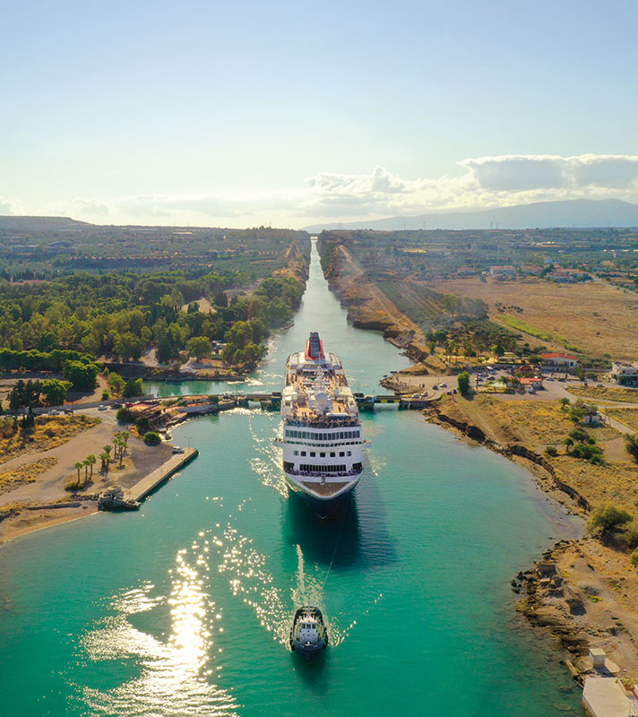 Braemar cruising the Corinth Canal, Greece Braemar cruising the Corinth Canal, Greece