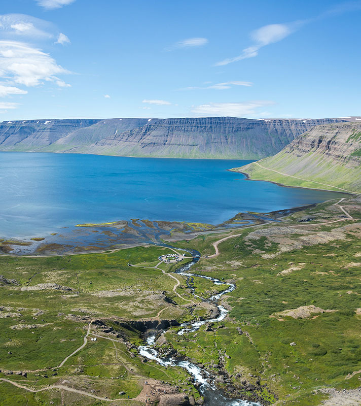 West Fjords of Iceland with picturesque moutains and waterfalls West Fjords of Iceland with picturesque moutains and waterfalls