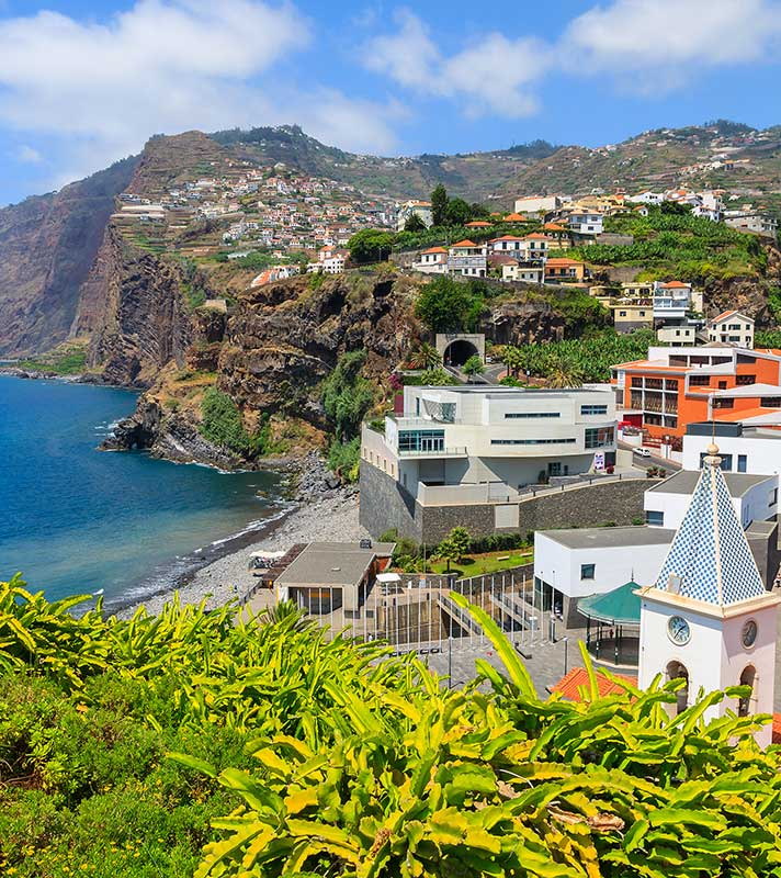View of Cabo Girao cliff and Camara de Lobos town, Madeira island, Portugal View of Cabo Girao cliff and Camara de Lobos town, Madeira island, Portugal