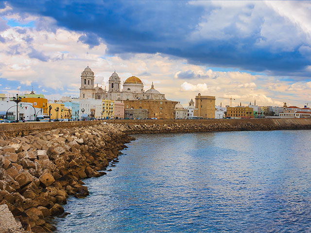 Panoramic view of the Cathedral Campo del Sur in Cadiz, Spain