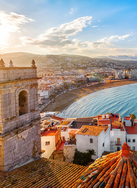 View on Peniscola from the top of Pope Luna's Castle , Valencia, Spain