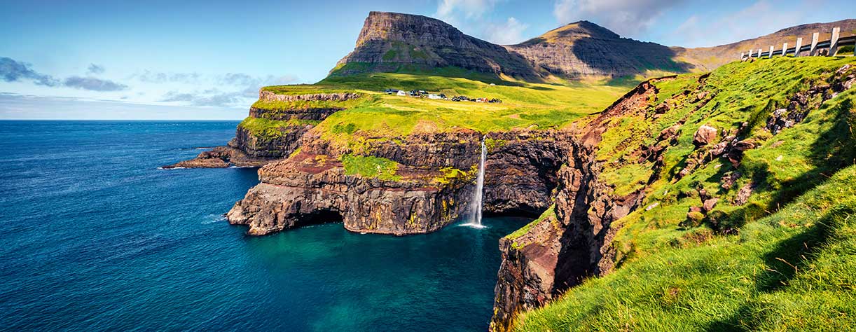 Mulafossur Waterfall, Gasadalur village, Vagar, Faroe Islands