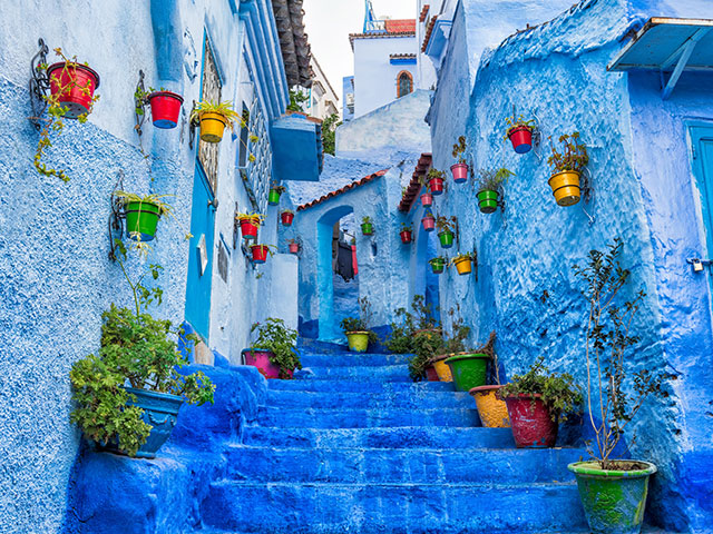 The walls decorated in the neighborhoods of Chefchaouen Morocco