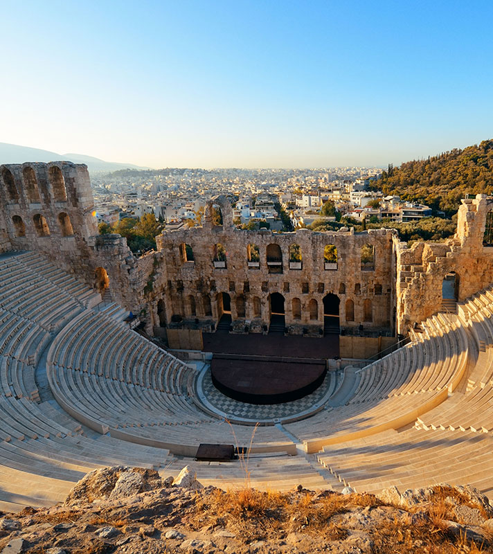 Odeon of Herodes Atticus Theatre at Acropolis historical ruins in Athens, Greece. Odeon of Herodes Atticus Theatre at Acropolis historical ruins in Athens, Greece.
