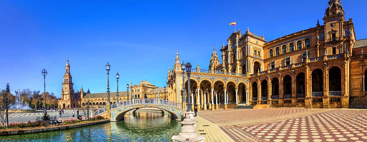 Plaza Espana on sunny day. Seville , Andalusia, Spain.