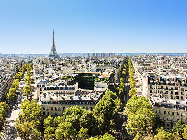 View of Paris with the Eiffel tower, France