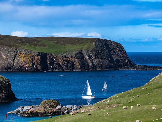 Cruising by Fair Isle, Shetland Islands, Scotland