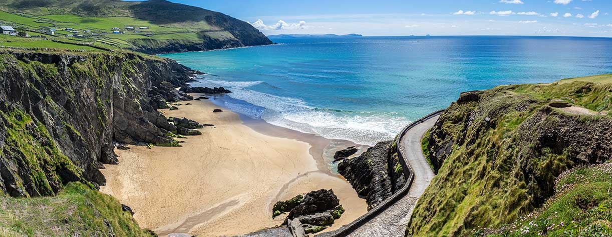 Part of the rocky coast line of Dingle peninsula in the south - west part of Ireland.