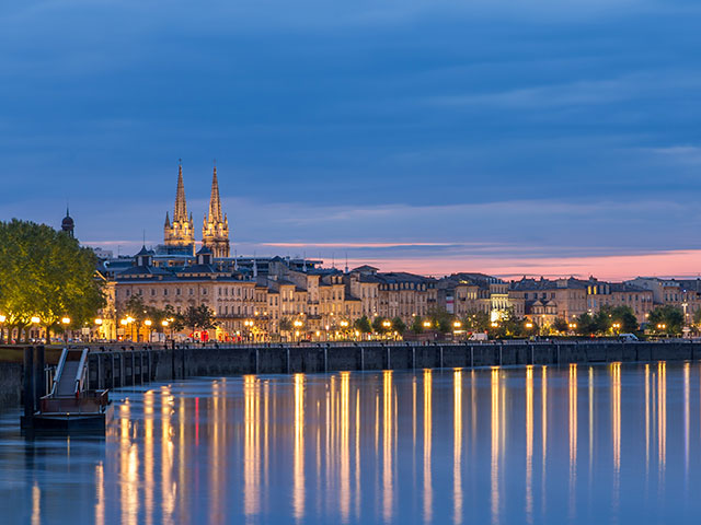 View on Bordeaux in the evening - France