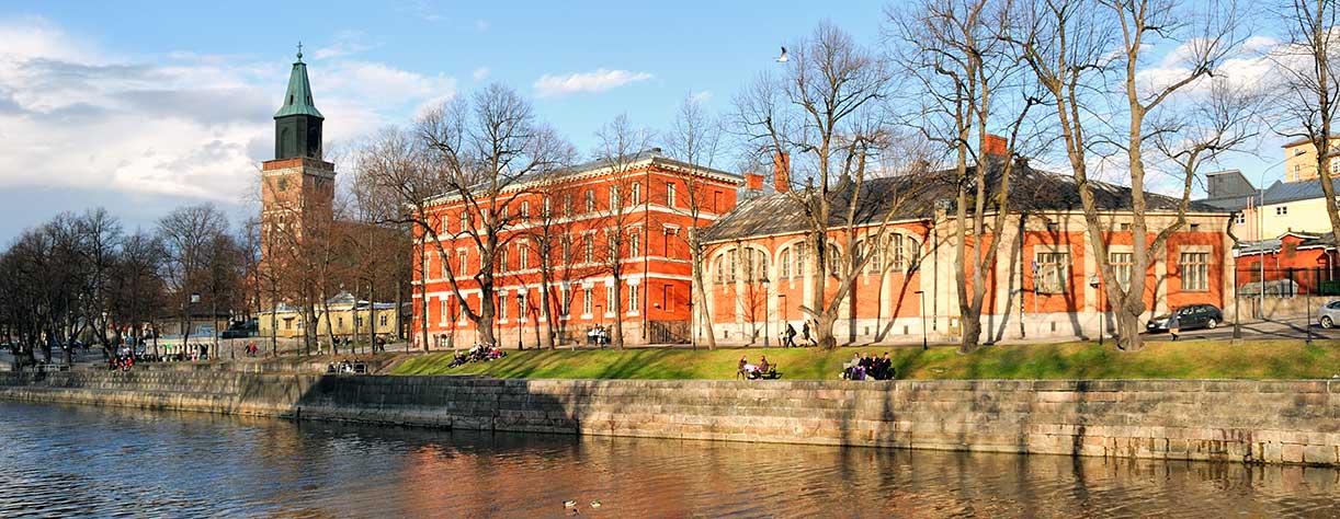 Turku, Finland. Embankment of the river Aurajoki