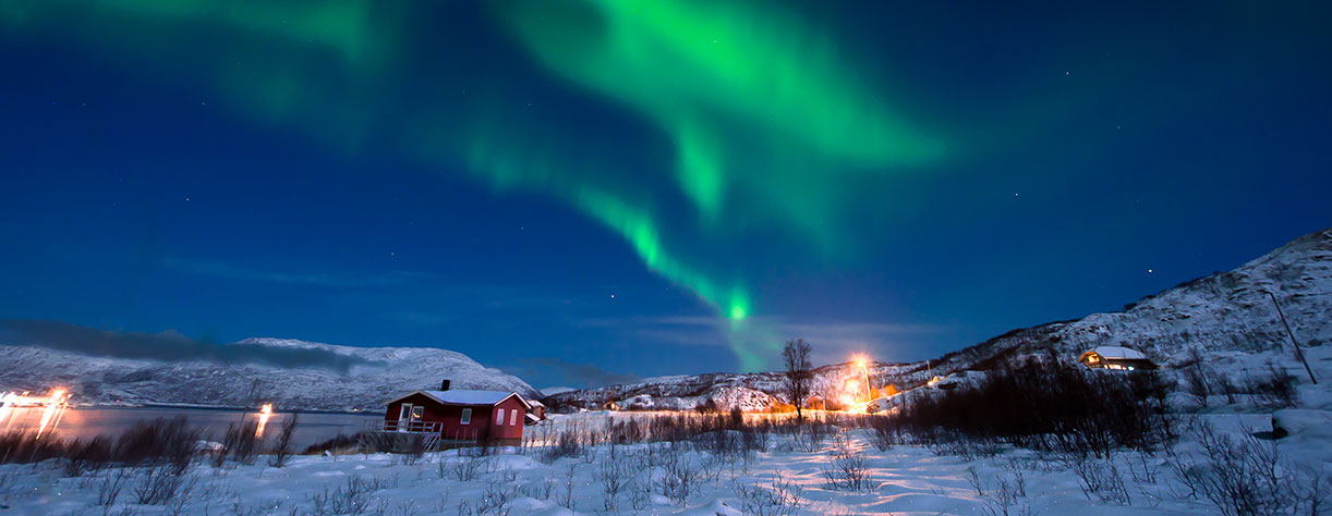 Northern Lights in the sky, Tromso, Norway.