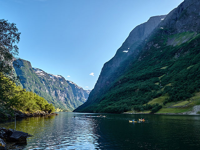 Kayaks on the Nærøyfjord, Norway