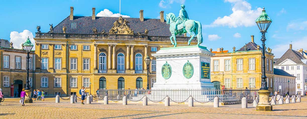 Sculpture of Frederik V on Horseback in Amalienborg Square in Copenhagen, Denmark