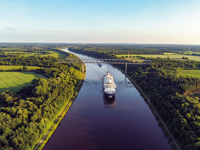Balmoral cruising the Kiel canal, Germany