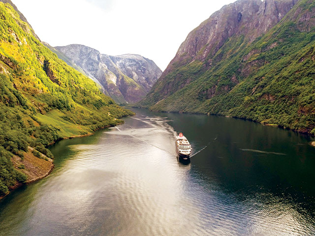 Braemar cruising Naeroyfjord, Norway