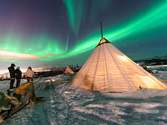 Traditional sami reindeer skin tents, Tromso, Norway