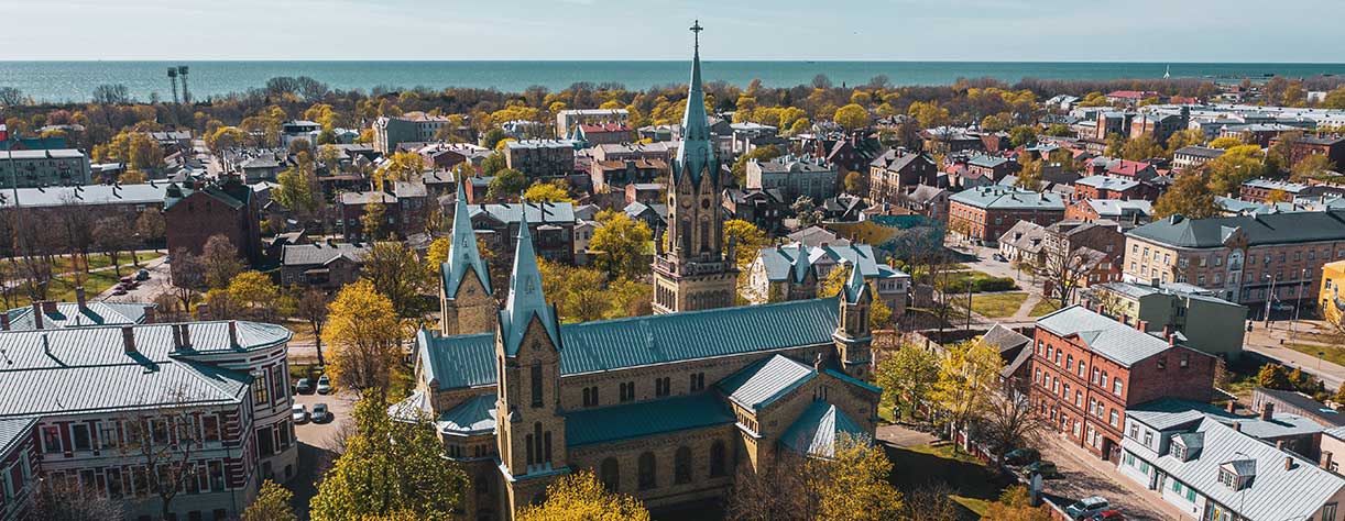 View of Liepaja city St. Joseph's Cathedral, Latvia 