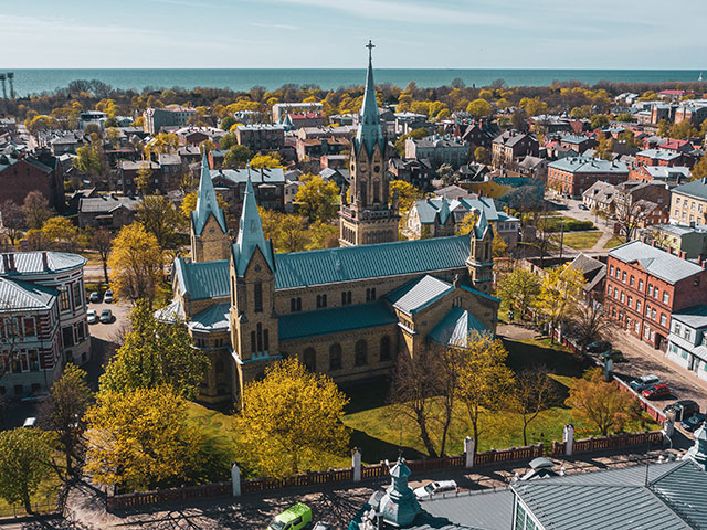 View of Liepaja city St. Joseph's Cathedral, Latvia 