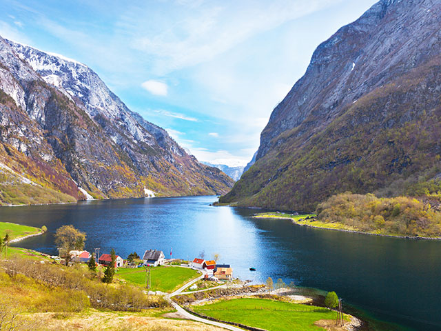 Beautiful view of Naeroyfjord, Norway