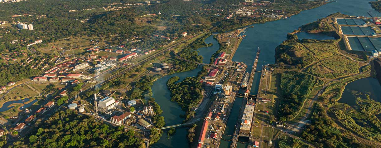 Ariel view of the Panama Canal