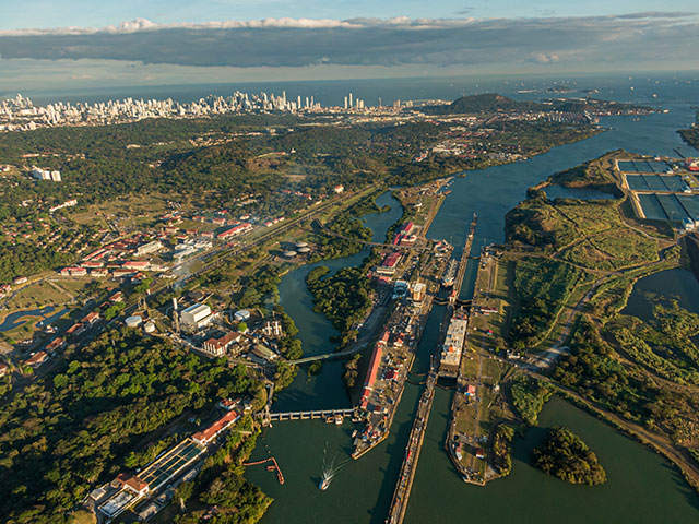 Ariel view of the Panama Canal