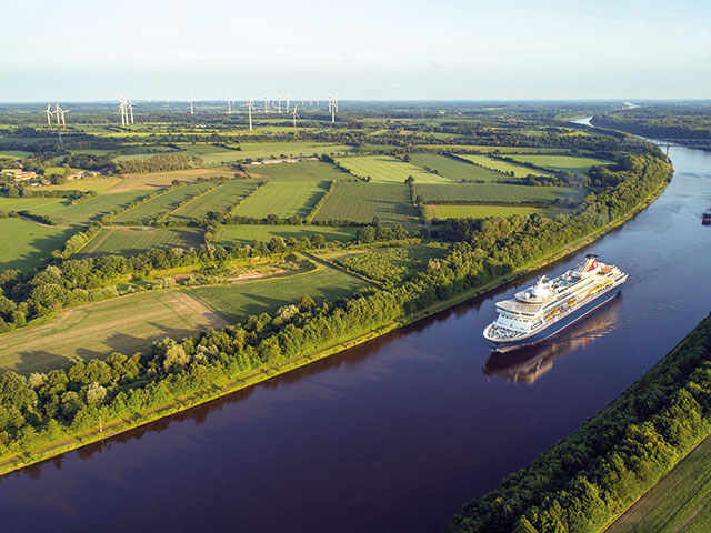Balmoral cruising the Kiel canal, Germany