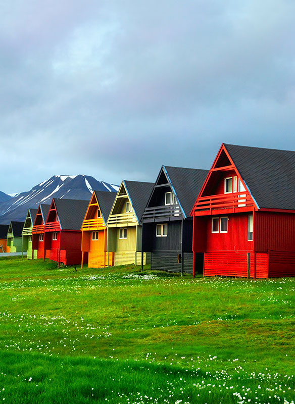 Colourful houses in Longyearbyen, Spitsbergen