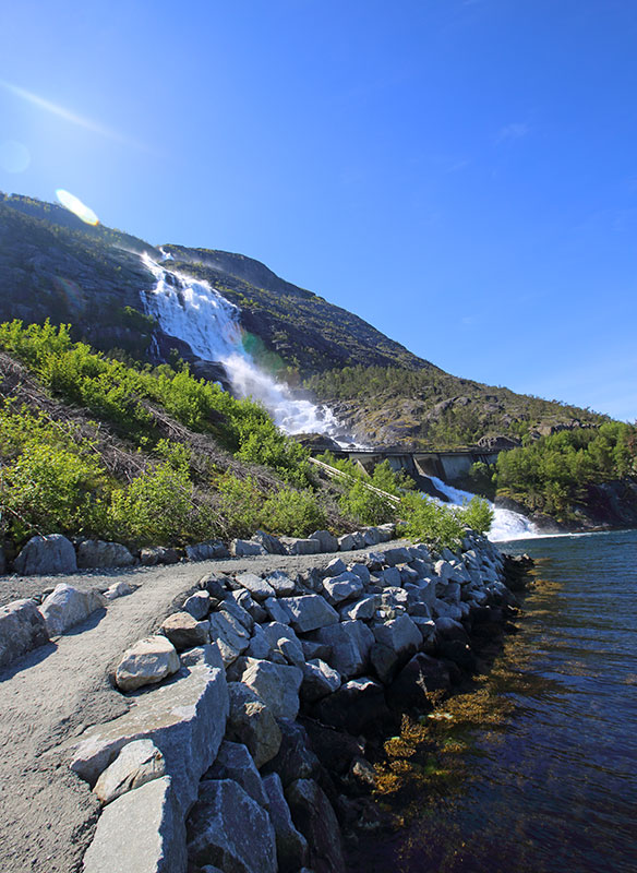 View on Langfoss waterfall, Norway