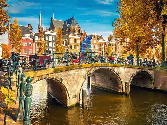 Bridges over canals in Amsterdam, Netherlands