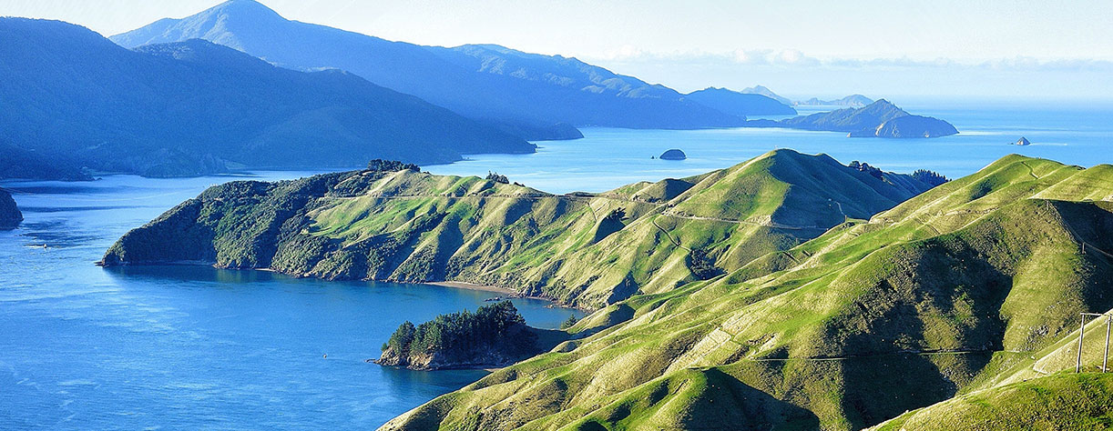 View over French pass Cruising Marlborough Sounds, New Zealand
