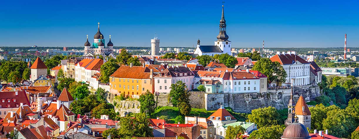 Tallinn, Estonia, old town skyline of Toompea Hill.