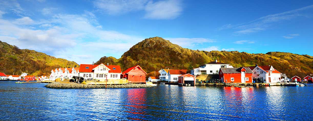 Traditional Norway village in the fjords