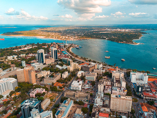Aerial view of Dar Es Salaam, Tanzania
