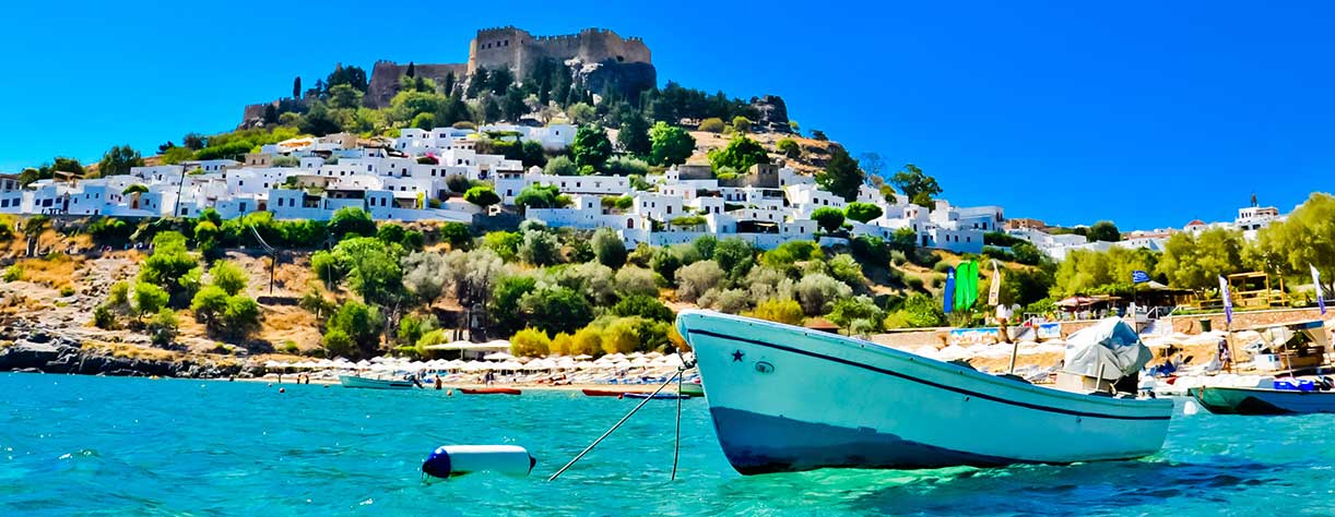 Beautiful view of Lindos bay, Rhodes