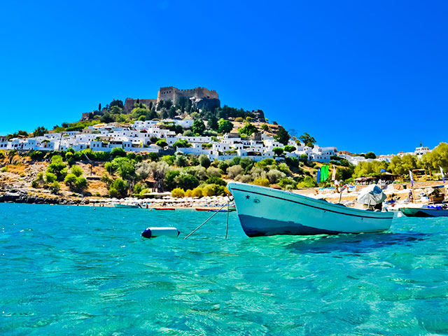 Beautiful view of Lindos bay, Rhodes