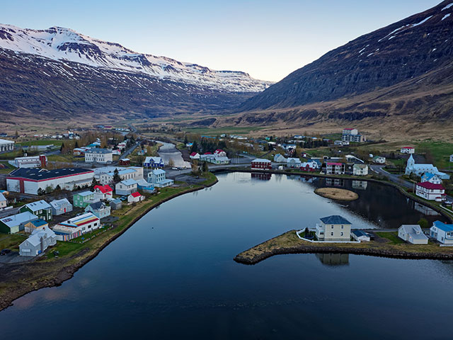 Ariel view of Seyoisfjordur, Iceland