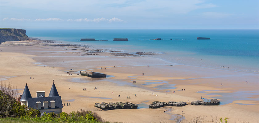 Remains of the Mulberry harbour in Normandy, France