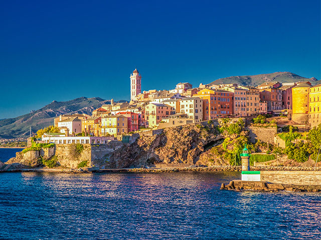 Lighthouse and harbour, Bastia, Corsica, France