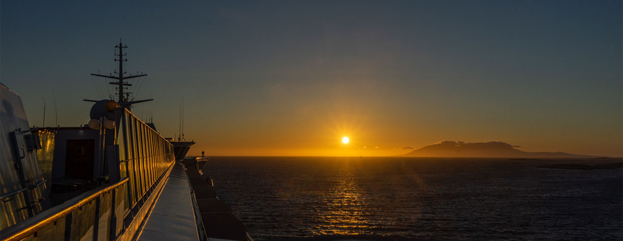 Midnight sun seen from on board