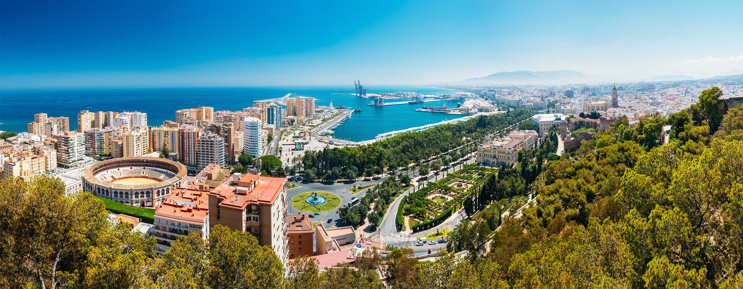 View of Malaga, bull ring, Spain