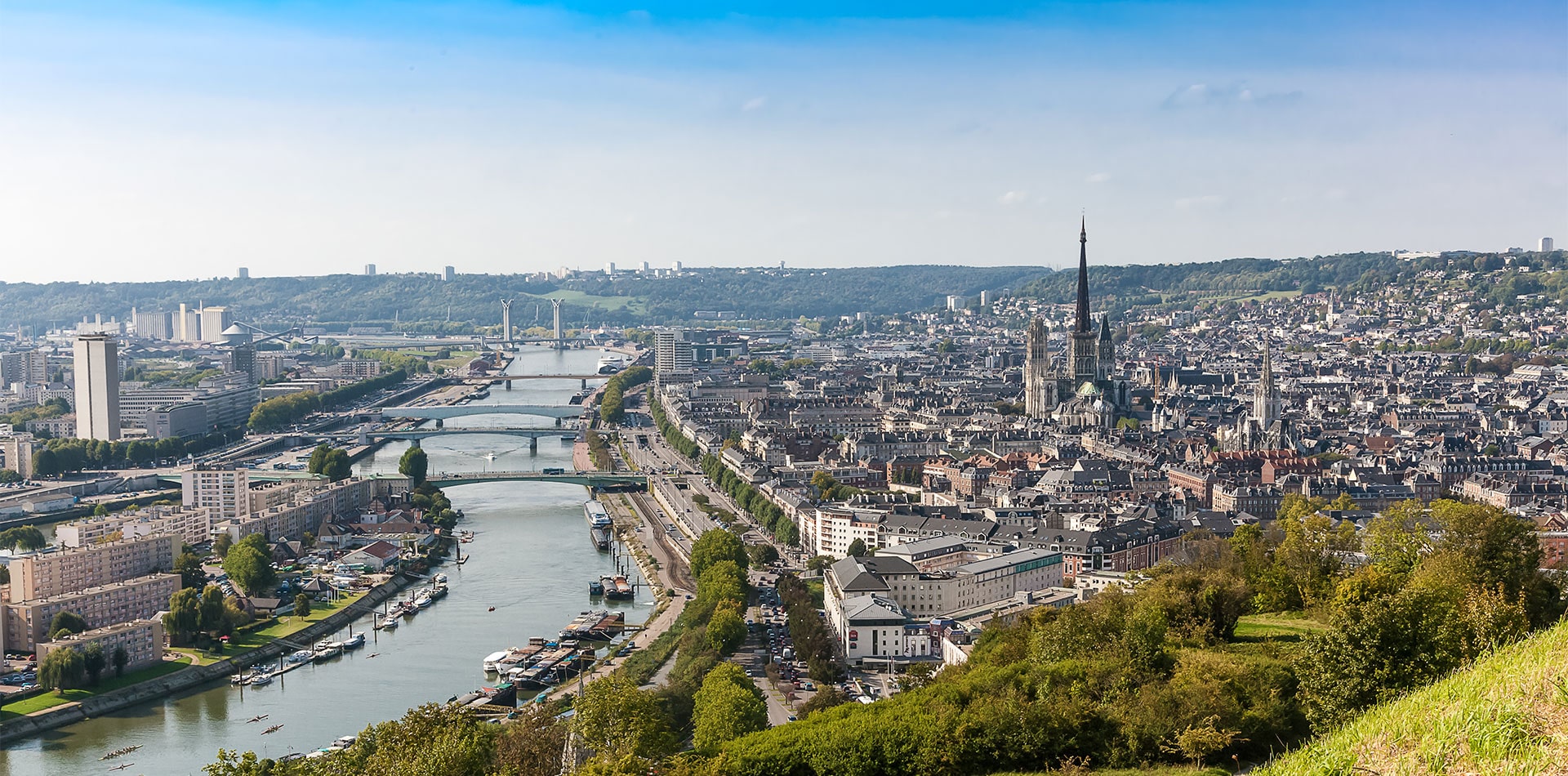 Ariel view of Rouen and the River Seine, France