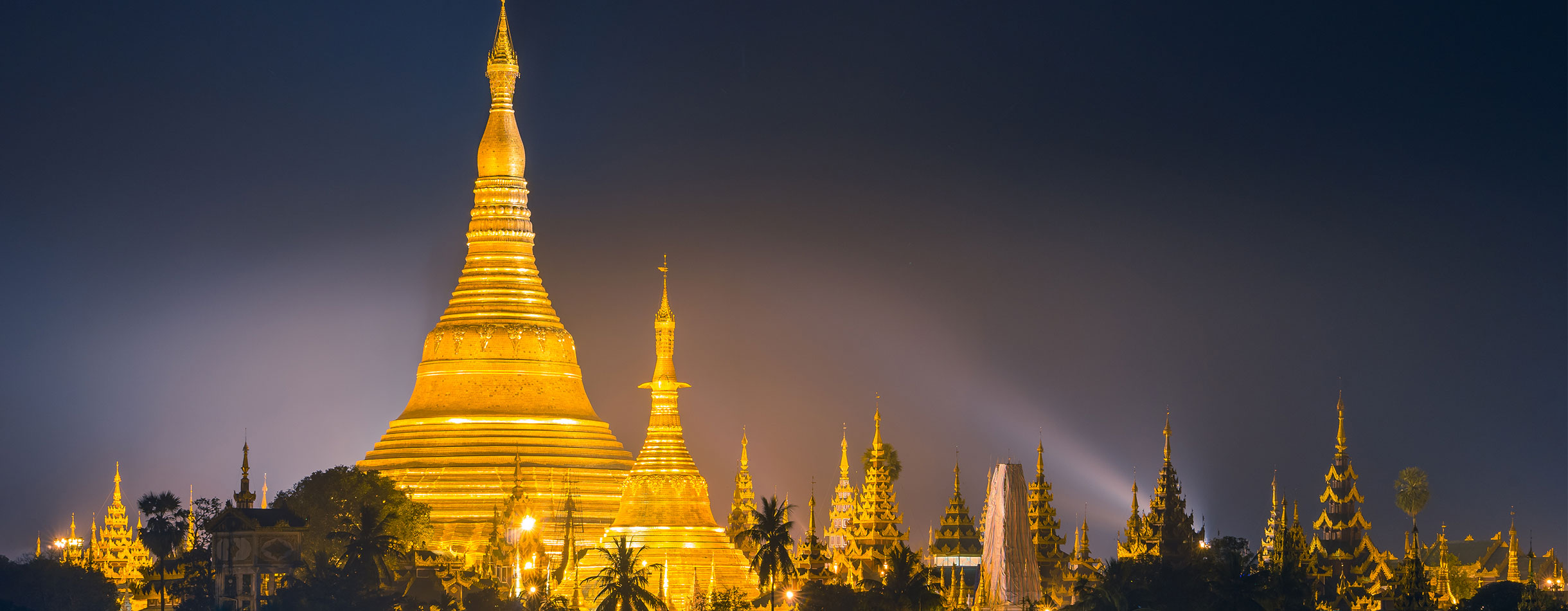 Beautiful Shwedagon pagoda in the night, Yangon, Myanmar, Asia