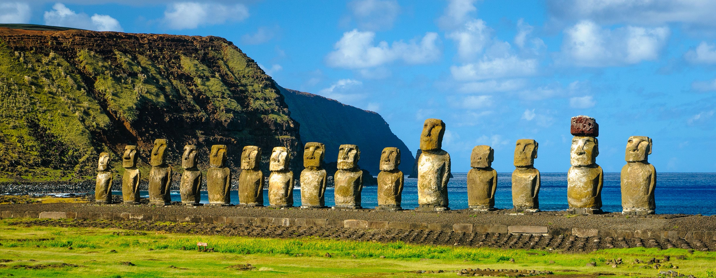 The ancient Moai of Ahu Togariki, on Easter Island