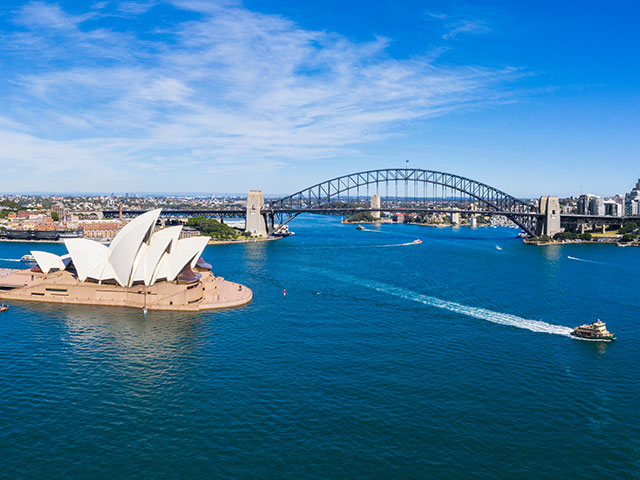 View of Sydney harbour with Opera house, Australia