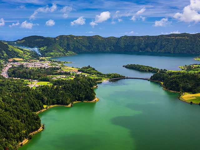 Beautiful view of Seven Cities Lake, Lagoa das Sete Cidades, Azores